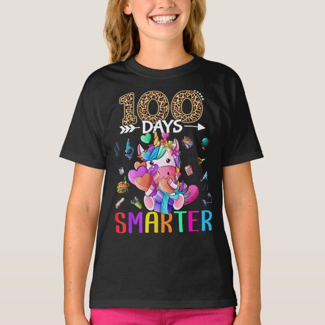 Camiseta 100 días más inteligentes para Chicas de unicornio (Anverso)