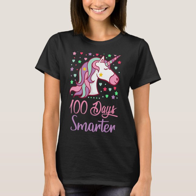 Camiseta 100 días más inteligentes para las Chicas Unicorn (Anverso)