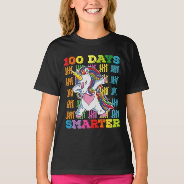 Camiseta 100 días más inteligentes, unicornio, 100 días de  (Anverso)