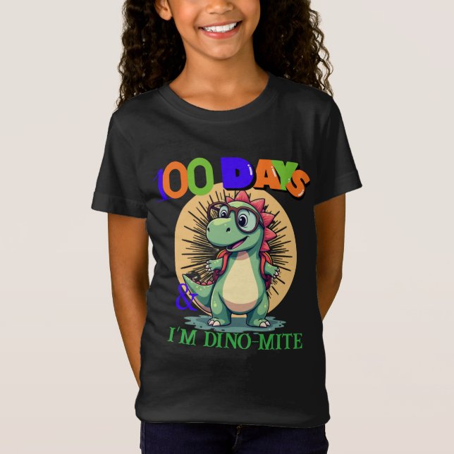Camiseta ¡100 Días más Inteligentes y Dino-Mite! | Escuela  (Anverso)