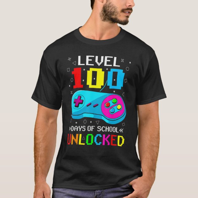 Camiseta 100 días nivel de videojuegos 100 días de escuela (Anverso)