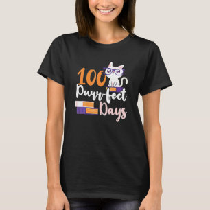 Camiseta 100 Días Perfectos Niñas Gato 100H Día De Escuela