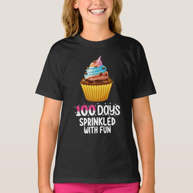 Camiseta 100 días salpicados con pasteles divertidos (Anverso)
