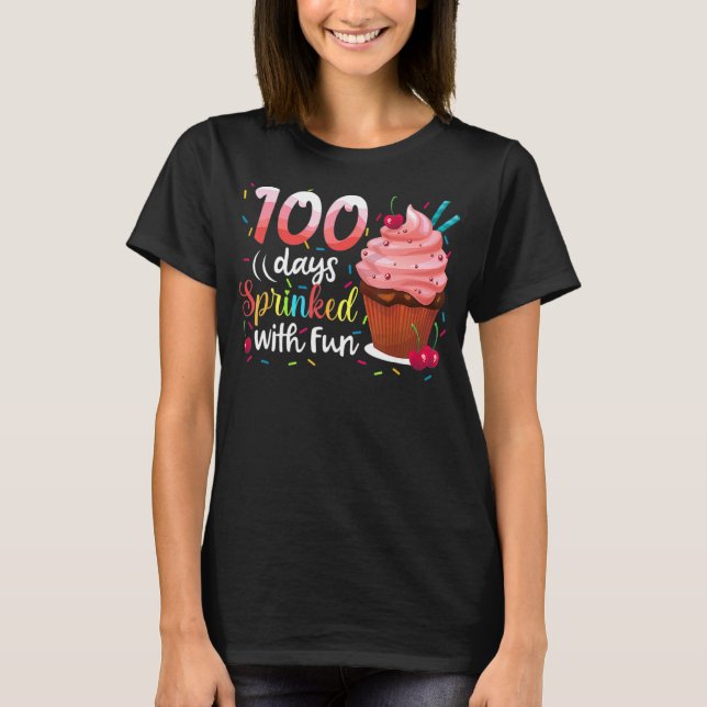 Camiseta 100 días salpicados de tarta divertida 100 días (Anverso)