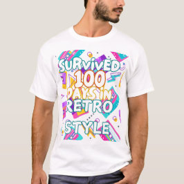 Camiseta 100 días sobrevivientes en estilo retro