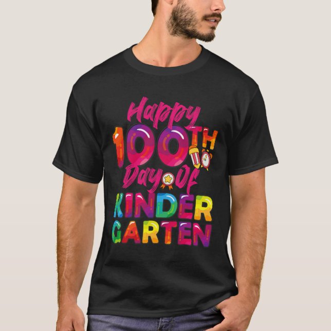 Camiseta 100 días todos los profesores estudiantes felices  (Anverso)