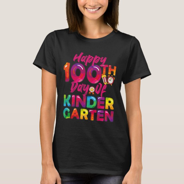 Camiseta 100 días todos los profesores estudiantes felices  (Anverso)