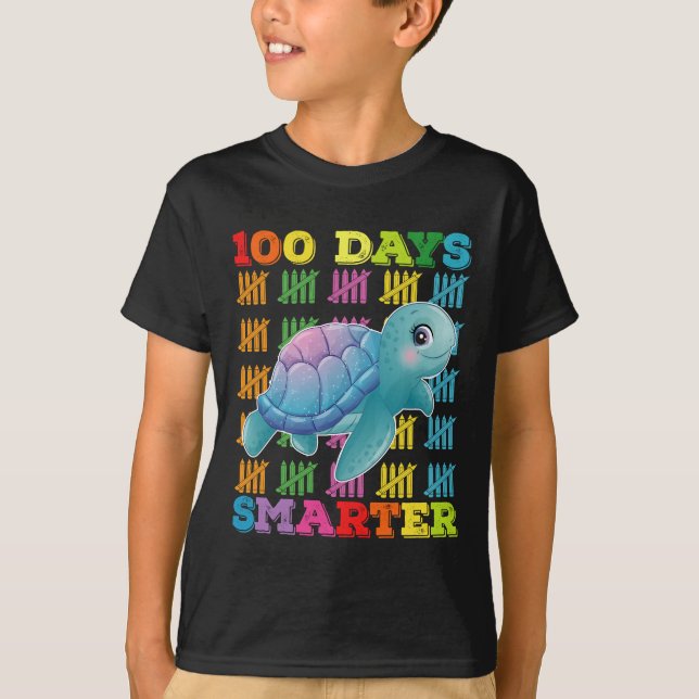 Camiseta 100 días, tortuga más inteligente, 100 días de cla (Anverso)