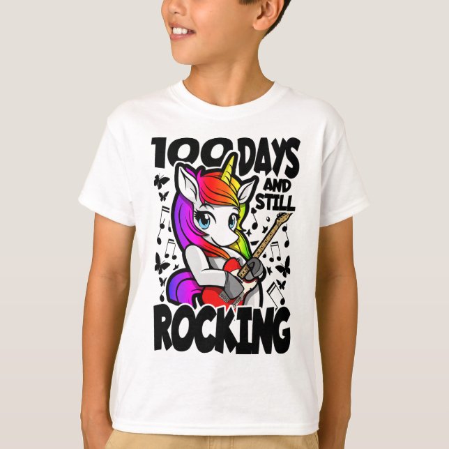 Camiseta 100 Días Y Aún Rockeando - 100 Días De Escuela De  (Anverso)