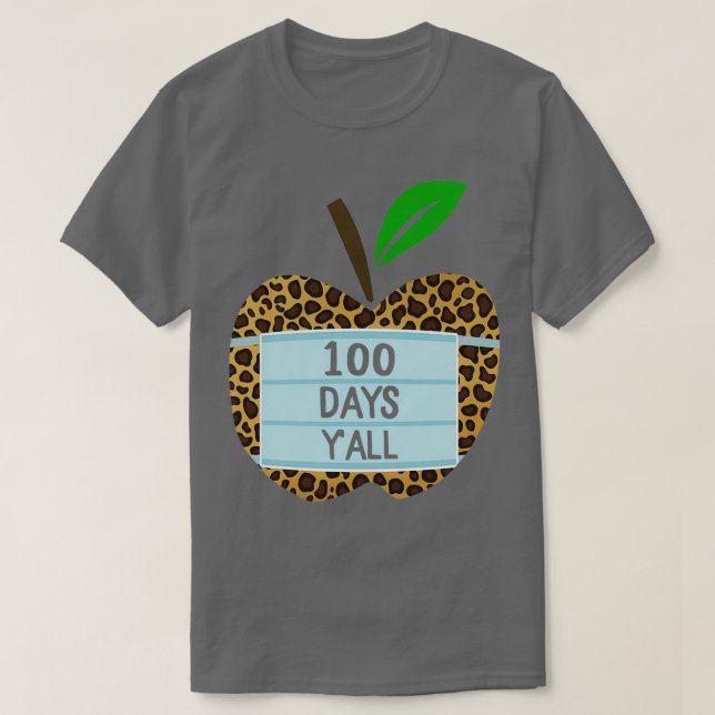 Camiseta 100 Días Yall Leopard Apple Face Mask 100 Day Of (Diseño del anverso)