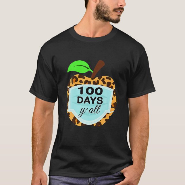 Camiseta 100 Días Y'all Leopard Apple Mask 100 Day Of Sch (Anverso)