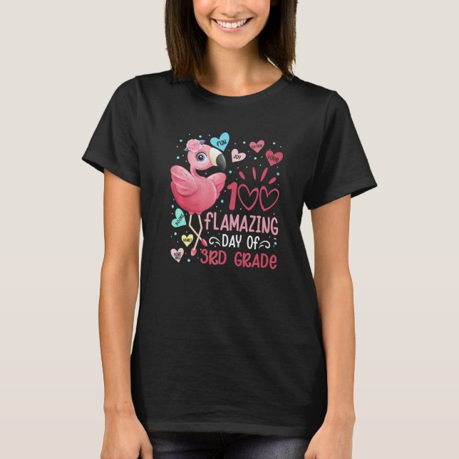 Camiseta 100 Flamazing Day of 3rd Grade Flamingo 100 Days S (Anverso)