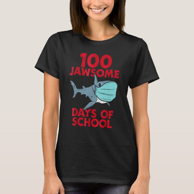 Camiseta 100 Jawsome Days School Máscara de tiburón 100 Day (Anverso)