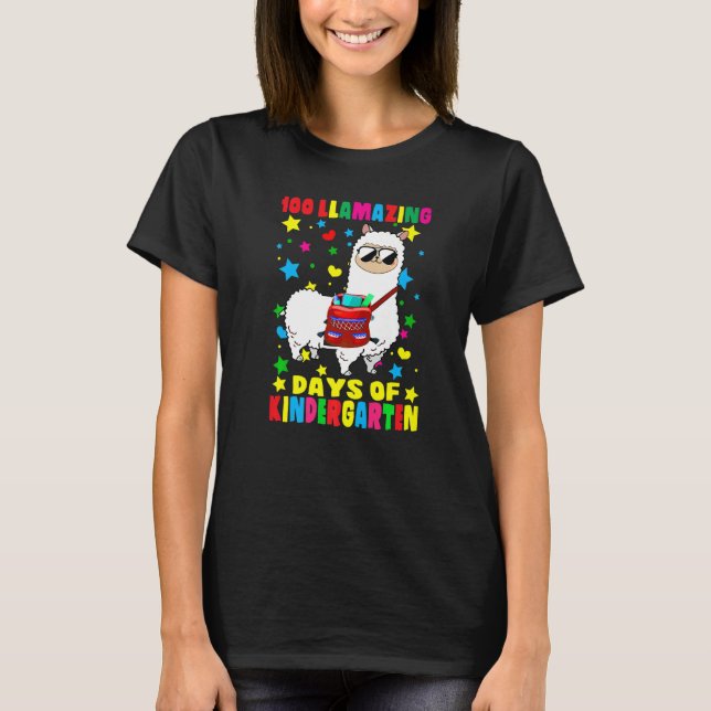 Camiseta 100 Llamazing Days Of Kindergarten 100th Day Of Sc (Anverso)