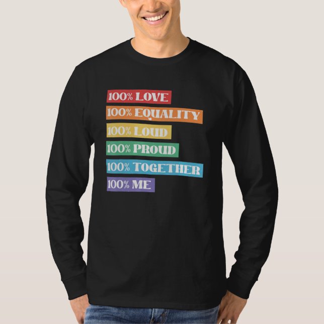 Camiseta 100 Love Equality (Igualdad de amor) Orgullosa Jun (Anverso)