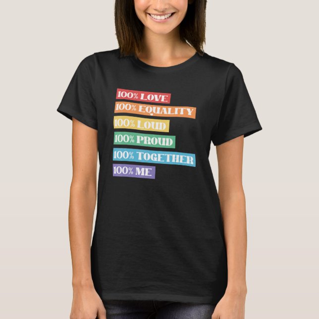 Camiseta 100 Love Equality (Igualdad de amor) Orgullosa Jun (Anverso)