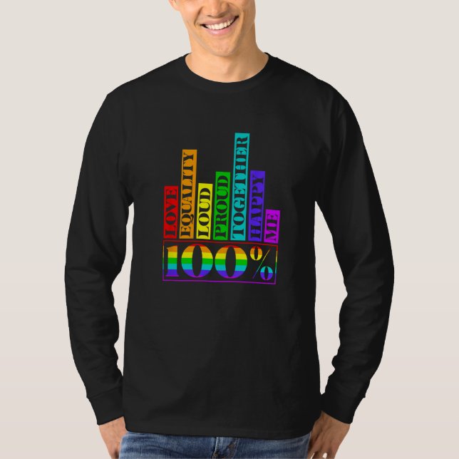 Camiseta 100 Love Equality Retro Rainbow LGBT LGBTQ Pride M (Anverso)