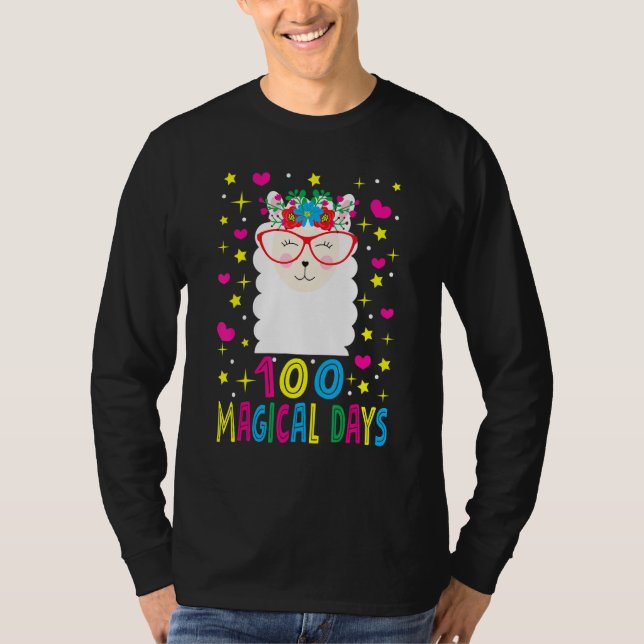 Camiseta 100 Magical Days   Llama Girl Happy 100th Day Of S (Anverso)
