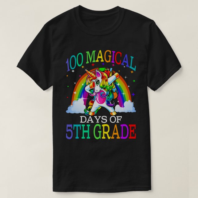 Camiseta 100 Magical Days Of 5th Grade Unicorn (Diseño del anverso)