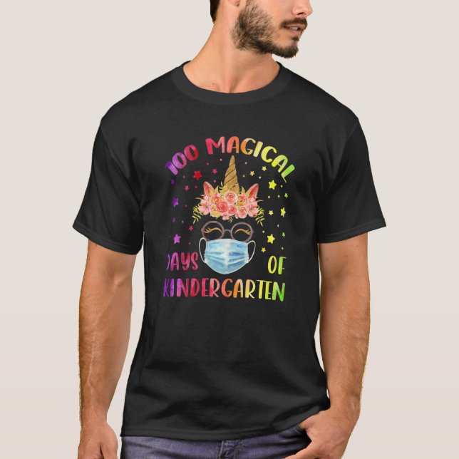 Camiseta 100 Magical Days of Kindergaeten Cute Unicorn Face (Anverso)