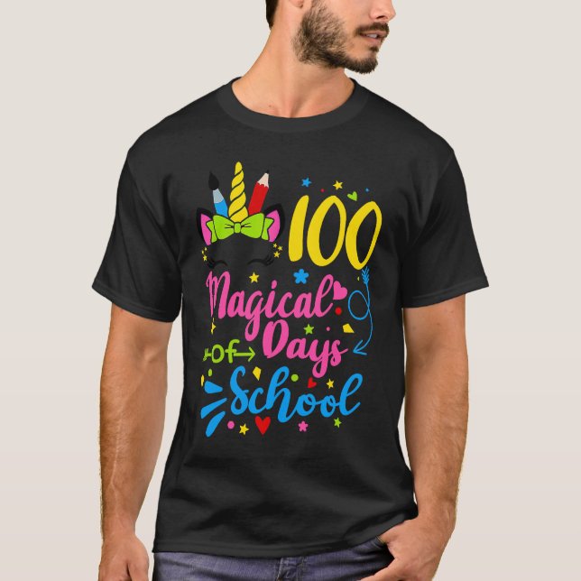 Camiseta 100 magical days of school Girls Kids 100 Days of  (Anverso)