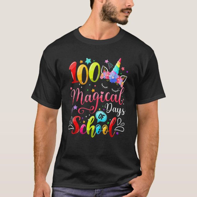 Camiseta 100 Magical Days Of School Unicorn Lover Shirt Tea (Anverso)