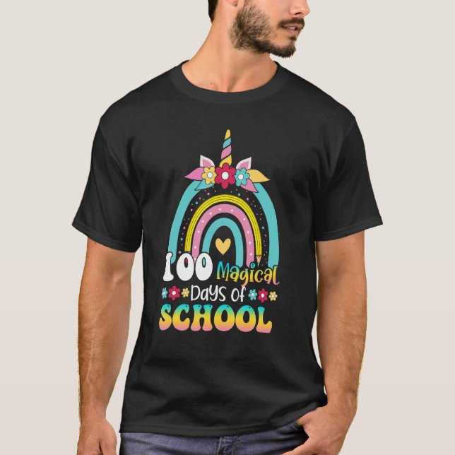 Camiseta 100 Magical Days of School Unicorn Rainbow Kids Bo (Anverso)