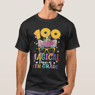 Camiseta 100 Mágicos Días De 5º Grado Escolar Enfrentados A
