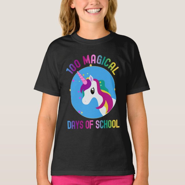 Camiseta 100 Mágicos Días Escolares De Unicornio (Anverso)