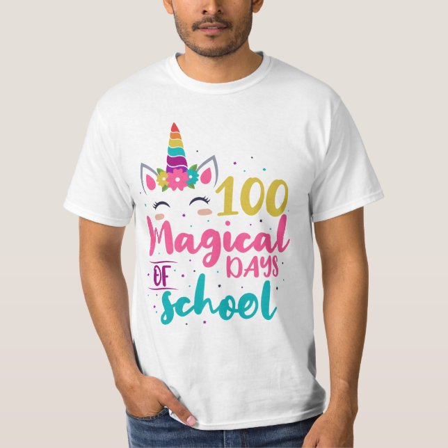 Camiseta 100 Mágicos Días Escolares De Unicornio (Anverso)