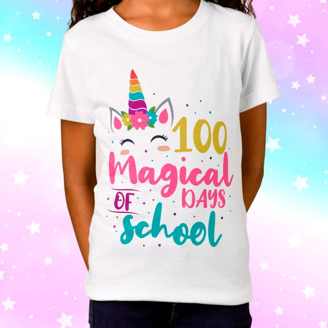 Camiseta 100 Mágicos Días Escolares De Unicornio (Subido por el creador)
