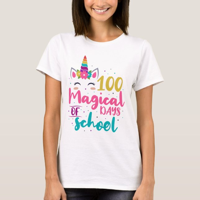 Camiseta 100 Mágicos Días Escolares De Unicornio (Anverso)
