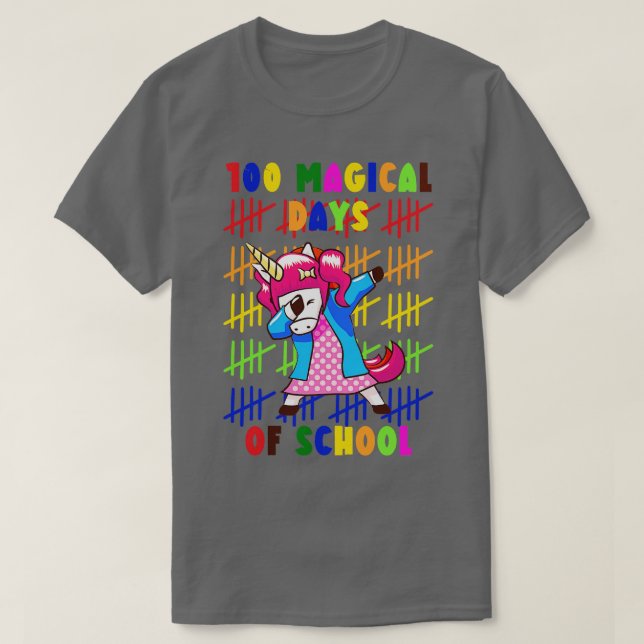 Camiseta 100 Mágicos Días Escolares Unicornio 16 (Diseño del anverso)