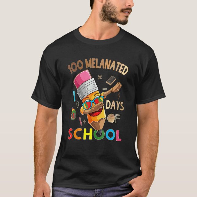 Camiseta 100 Melanated Days Of School African American Dabb (Anverso)