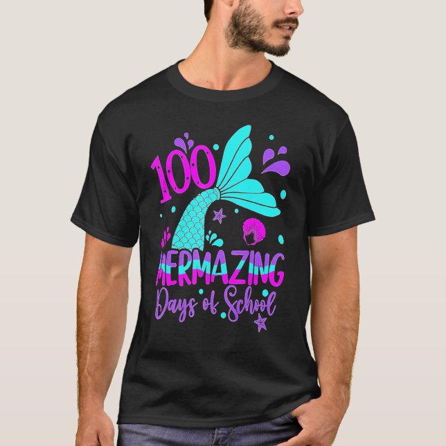 Camiseta 100 Mermazing Days Of School Cute Mermaid 100th Da (Anverso)