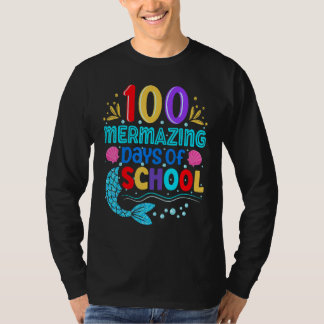 Camiseta 100 Mermazing Days Of School Mermaid Tails Girl Te