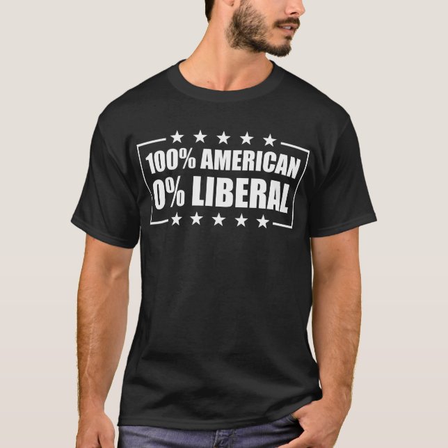 Camiseta 100% norteamericano 0% bandera liberal de Estados  (Anverso)