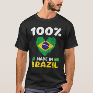 Camiseta 100 Por Ciento Hecho En Brasil Divertido En Brasil