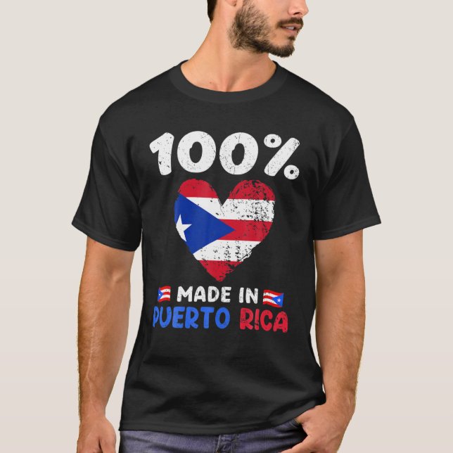 Camiseta 100 Por Ciento Hecho En Puerto Rica Divertido Desi (Anverso)