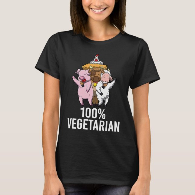 Camiseta 100 Vegetarian Veggie AF Declaración Vegan Hombres (Anverso)