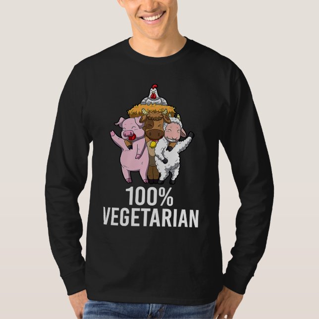 Camiseta 100 Vegetarian Veggie AF Declaración Vegan Hombres (Anverso)