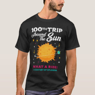 Camiseta 100 Viajes Alrededor Del Sol Cumpleaños 100 Años
