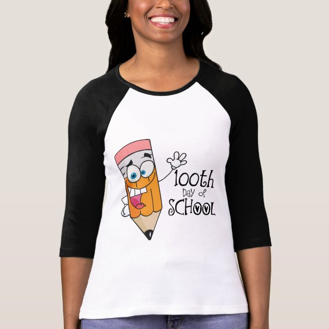 Camiseta 100o día lindo de regalo del dibujo animado de la (Anverso)