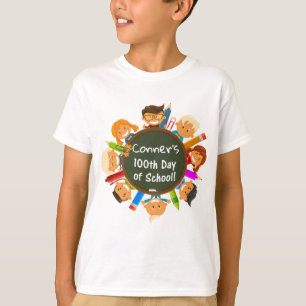 Camiseta 100o día personalizado de pizarra de la escuela