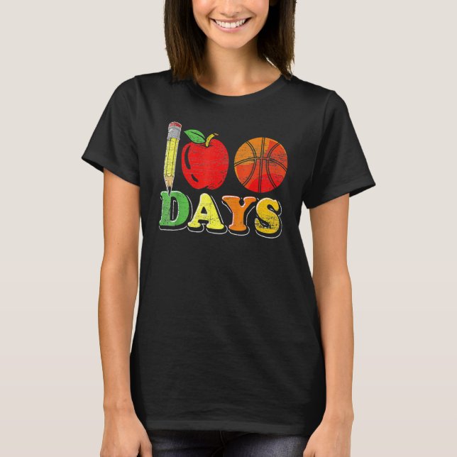 Camiseta 100th Day Basketball 100 Days Of School Student Bo (Anverso)