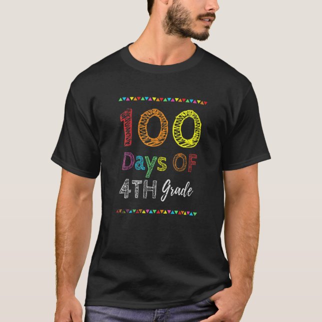 Camiseta 100th Day Kids Gift 100 Days Of 4th Grade 100 Days (Anverso)