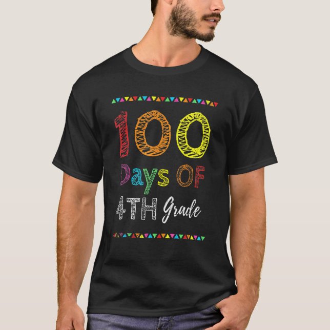 Camiseta 100th Day Kids Gift 100 Days Of 4th Grade 100 Days (Anverso)