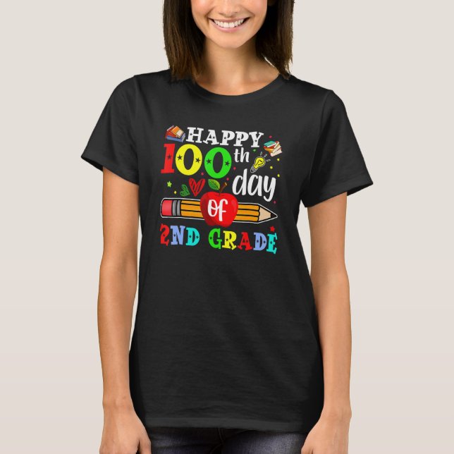 Camiseta 100th Day of 2nd Grade Teacher  Happy 100 Days (Anverso)