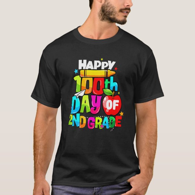 Camiseta 100th Day Of 2nd Grade Teacher Kids Happy 100 Days (Anverso)