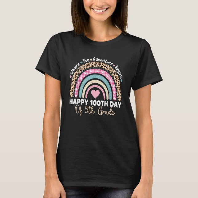Camiseta 100th Day of 5th Grade  for Teachers Rainbow Leopa (Anverso)